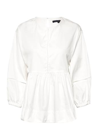 Sindey Cotton Top Bluse Langermet Hvit French Connection*Betinget Tilbud