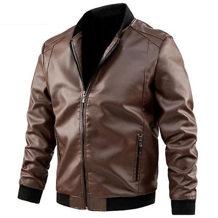 Miesten nahkainen biker-takki syksyyn, rento nahkatakki