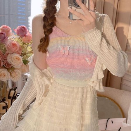 Strikket Tank Top Ærmeløs Slim Camisole PINK