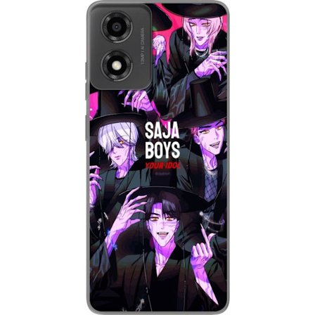 Kompatibelt Mobildeksel til Motorola Moto E14 Kpop Demonjegere Saja-gutter Mørk Idol Aura Lilla Demoneenergi