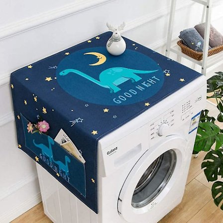 Vaskemaskintrekk for flere formål Mørkeblå Vaskemaskin Tørketrommel Cover Kjøleskap Støvtett cover med sidelommer