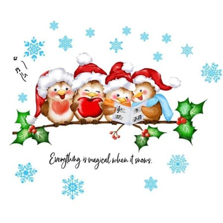 Jul Gren Nød Fugle Væg Klistermærke Glas Vinduer Dekor Til Børn Værelse Soveværelse Hjem Dekoration