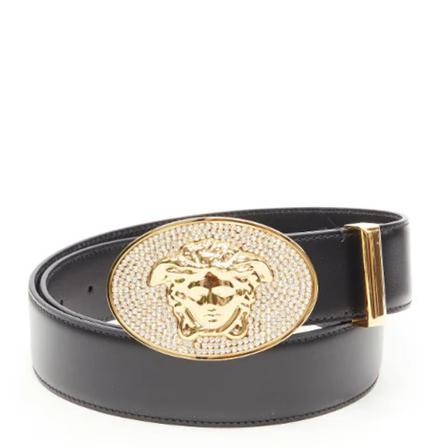 Versace Pre-owned, Pre-owned Leather belts Zwart, Dames, Maat:ONE Size