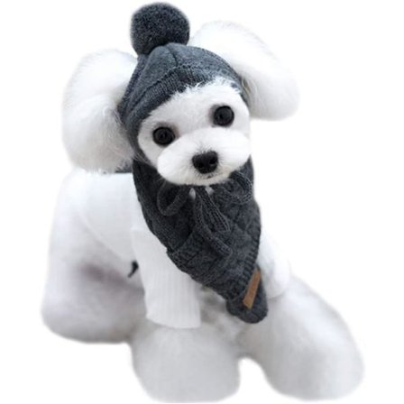 Strikkede hund skjerf og lue valp søt vinterklær