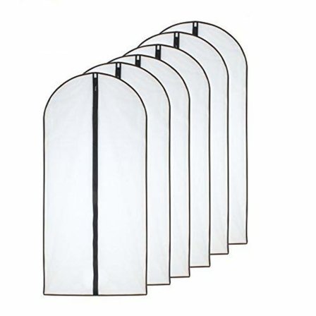 Koinsuojatut vaatepussit 60 x 100 cm (24'' x 40'') Mustat hengittävät läpinäkyvät vetoketjulliset pussit vaatteiden säilytykseen (6 kpl)