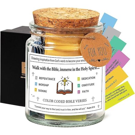 Håpets krukke bibelvers, glassbønnkrukke med 90 fargeleggingsskrifter, bibelvers i en krukke, nære sjelen med Guds ord[HK]