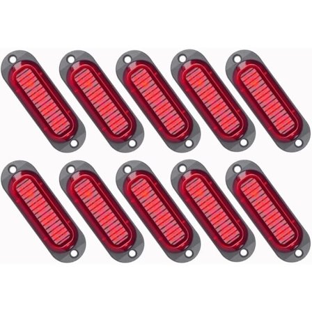 10X LED Sidemarkeringslys 12/24V LED Positionslys Trailer Sidelygte Advarselslys til Lastbil RV Campingvogn (Rød), af DEBUNS