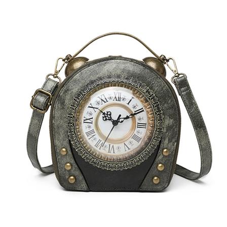 Kvinder Dame Håndtaske Vintage Håndtaske Walking Clock Skulder Crossbody Gray