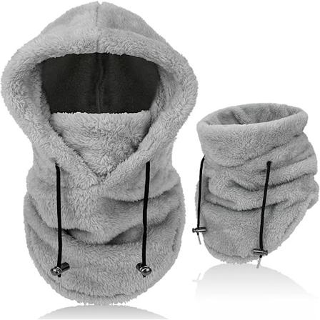 Vinter Termisk Arktisk Fløyels Balaclava for Menn Kvinner, Multifunksjonell Vindtett Varmt Ski Mask Ansiktsdeksel med Halsvarmer Silver