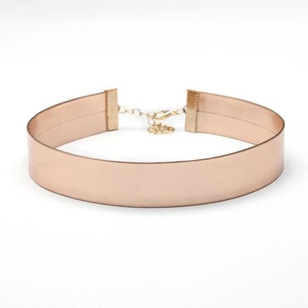 Blänkande Brett Metallic Rosé Guld Choker / Halsband