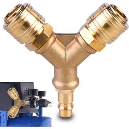 Way Ilmaliitin, 1/4 tuuman ilmakytkin, messinkinen ilmanjakaja, Y-ilmanjakaja, ruostumaton messinki, käyttövalmis/NC/