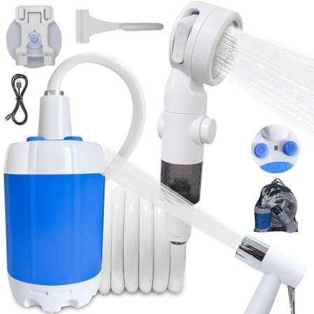 Bærbar Campingbruser med USB Genopladelig Elektrisk Pumpe – Digitalt Display & Flere Sprayindstillinger_TF_TF