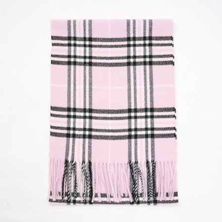 Lyserød Plaid Blomme Fjer Superblød Luksuriøs Cashmere Feel Unisex Vintertørklæde til Mænd og Kvinder