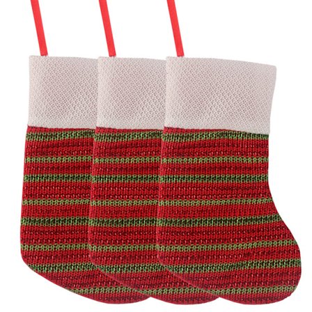 Strikkede Julestrømper Vedhæng Rød Snefnug Stribet Strømpe Juletræ Hængende Ornamenter Slik Gavepose Juledekoration Festartikler (FMY) 01-3 stk