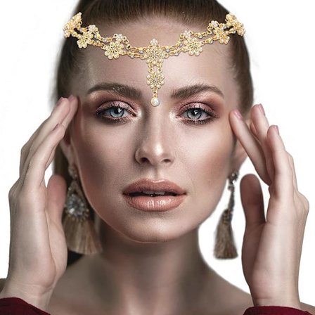 (Guld)Hovedkæde Smykker Hovedbeklædning Rhinestone Hoved Smykker Bryllup