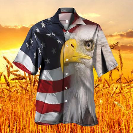 Män Independence Day T-shirt Lapel Neck Tee