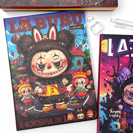 Labub u Graffiti A5 Färgsida Hårdpärm Anteckningsbok Söt Tecknad Färg Inuti Sidan Manuell Student Extra Tjock Anteckningsbok