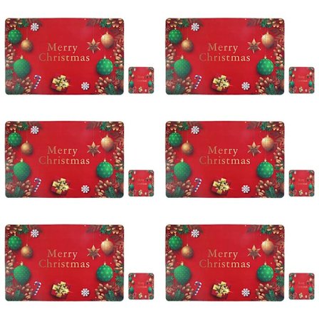 Jouluiset pöytätabletit ja lasinaluset, 12 kpl:n setti