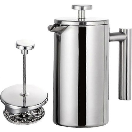 1000 ml Rustfrit Stål Håndtryksfilter Kaffemaskine med Filternet