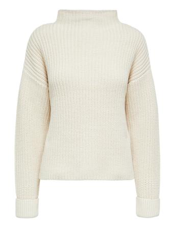 Slfselma Ls Knit T-Neck Cream Selected Femme