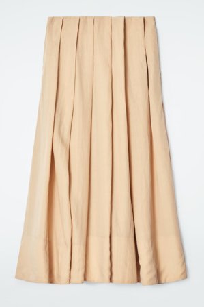 COS Women's Pleated A Line Midi Skirt in Beige