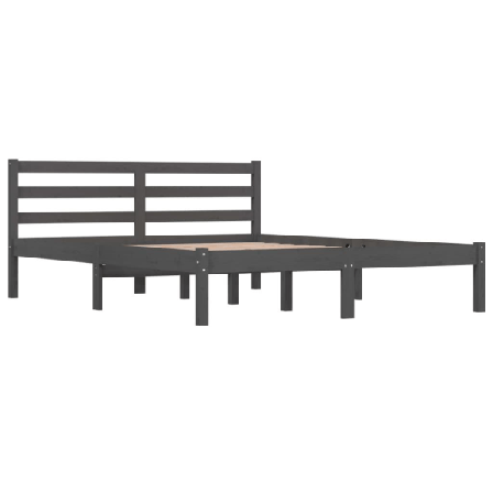 Vidaxl Sängram Massiv Furu 140x190 Cm Grå Grå