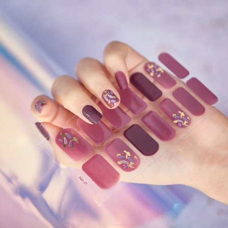 Gel Nagel Klistermärken Hela Nagelomslag Semi Härdade Gel Nagellack Strips Glitter ST