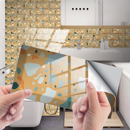 Imitasjon veggfliser Terrazzo fliser selvklebende krystallfilm gulv klistremerker hjem renovering vegg klistremerker 24 stk
