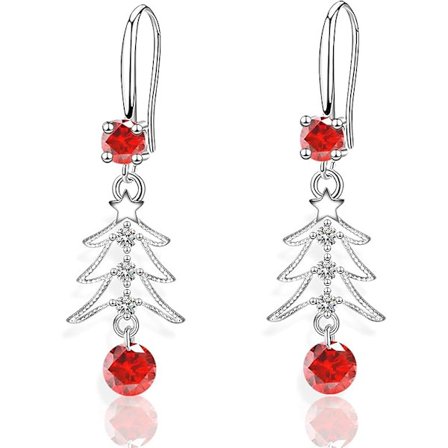 2 stk. juleøreringe, juletræsøreringe, glitrende krystalhængende øreringe juletræsøreringe