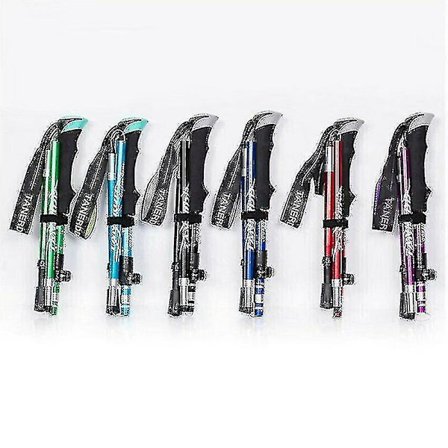 2023 Uudet 5-osaiset taitettavat vaellussauvat kävelysauvat retkeilyluontovaellus Antishock (vihreä), 95-110 cm