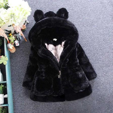 Tjejer Hooded Neck Jackor Zipper Sherpa Coat