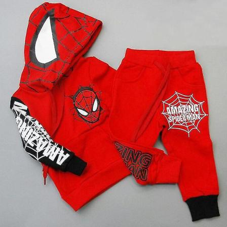 Lasten Pojat Spiderman Treeningupüksid Kapuutsiga Topp Komplekt Juhuslik Riided