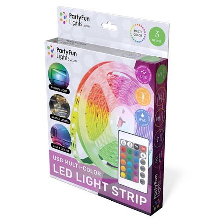 USB LED Lysstrip 3 Meter med Fjernbetjening