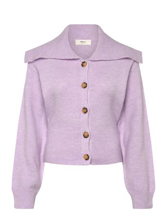 Gina Tricot Ribbed Waist Knitted Cardigan - Purple - XS