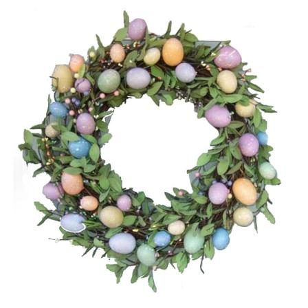 Påskekrans, 18 cm Kunstig Bærkrans med Påskeegg for Dørdekor Multicolor