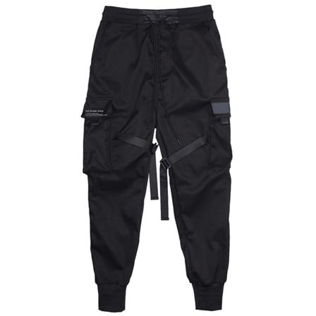 Casual Harem Joggers för män Joggingbyxor Hip Hop Byxor Cargo Byxor med flera fickor black m