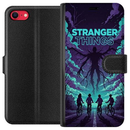 Yhteensopiva Lompakkokotelo Apple Apple iPhone 7 Stranger Things -inspiroitunut fantasiaillustraatio, jossa on tumma hirviö, pyöräilevät lapset ja
