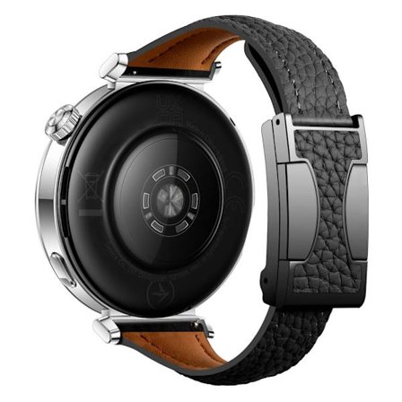 18mm Aito naudannahkahihna Garmin Venu 3S / Forerunner 265S / Forerunner 255S Litchi Texture Magneettisolki Kellon ranneke - Musta