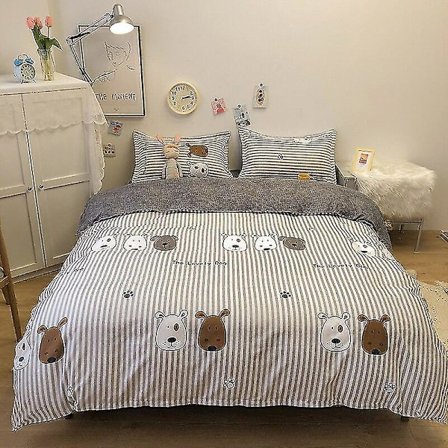 3/4 osainen sarja Kawaii Snoopy -sarjakuva puuvillasta valmistettu peittoliina, pussilakana ja tyynyliina Anime Mukava pehmeä kodin vuodevaatteet 