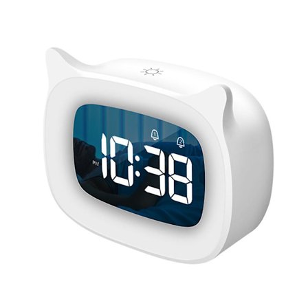Mini Sødt Kat Sengelampe Tegneserie Vækkeur LED Lysende Elektronisk