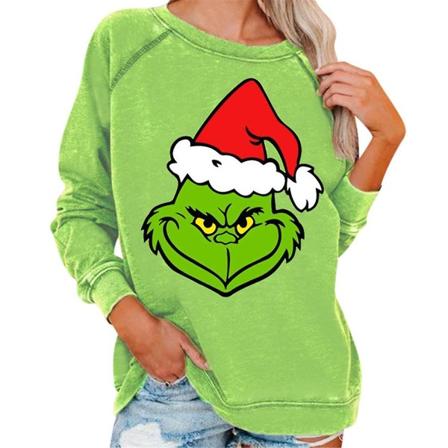 Christmas Women The Grinch Print Langermet T-skjorte Casual Pullover Sweatshirt Bluse Topper style 5 XL