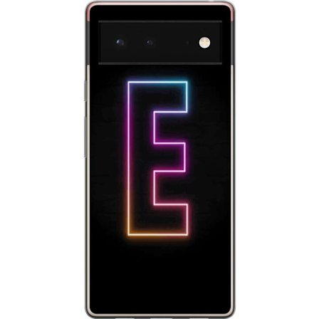 Kompatibel Mobilcover til Google Google Pixel 6 Minimalistisk neonbogstav E i lyse farver mod mørk baggrund i moderne og stilren design