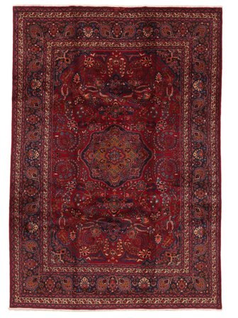 Hand Knotted Persian Moud Rug 247X353 Black/Dark Red