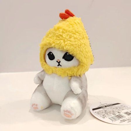 Kawaii Tempura Fried Räkor Haj Katt Plysch Docka Nyckelring Tecknad Söt Mofusand Anime Hobby hängsmycke Ryggsäck för flickvän Present