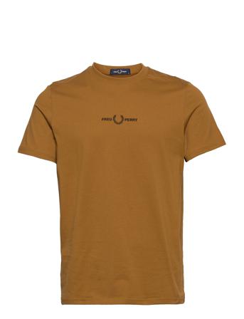 Embroidered T-Shirt T-shirts Short-sleeved Keltainen Fred Perry