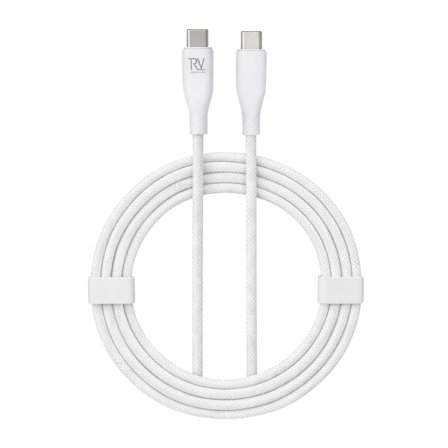 Rvelon USB-C Flätad Laddkabel 60W Snabbladdning 2m - Vit