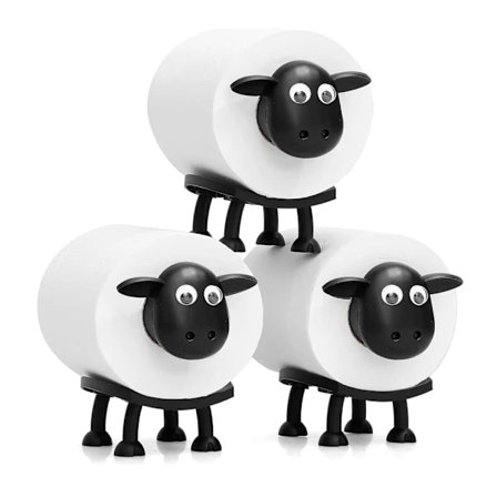 Toiletpapirholder får, fritstående badeværelsessæt, sjov og skør sort får toiletpapirholder, vævsopbevaringsboks, sød badeværelsesindretning she...