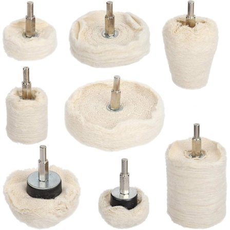 Poleringsskiva för borr, 8 st bomullspoleringsdyna för metall (