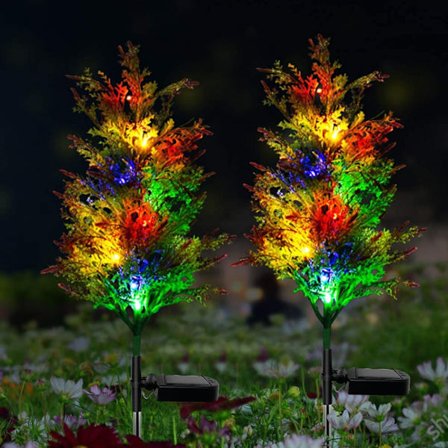 2 stk. Solcelle Cypress Lys Julepynt Lys Grænseoverskridende