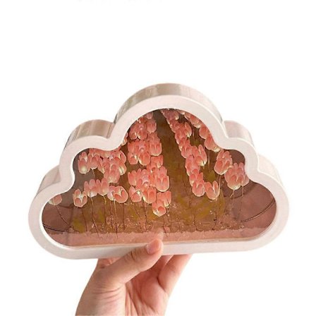 Cloud Mirror Lampe, Hånd DIY Tulipaner Speil Nattlys Tulipan Sky Nattlys